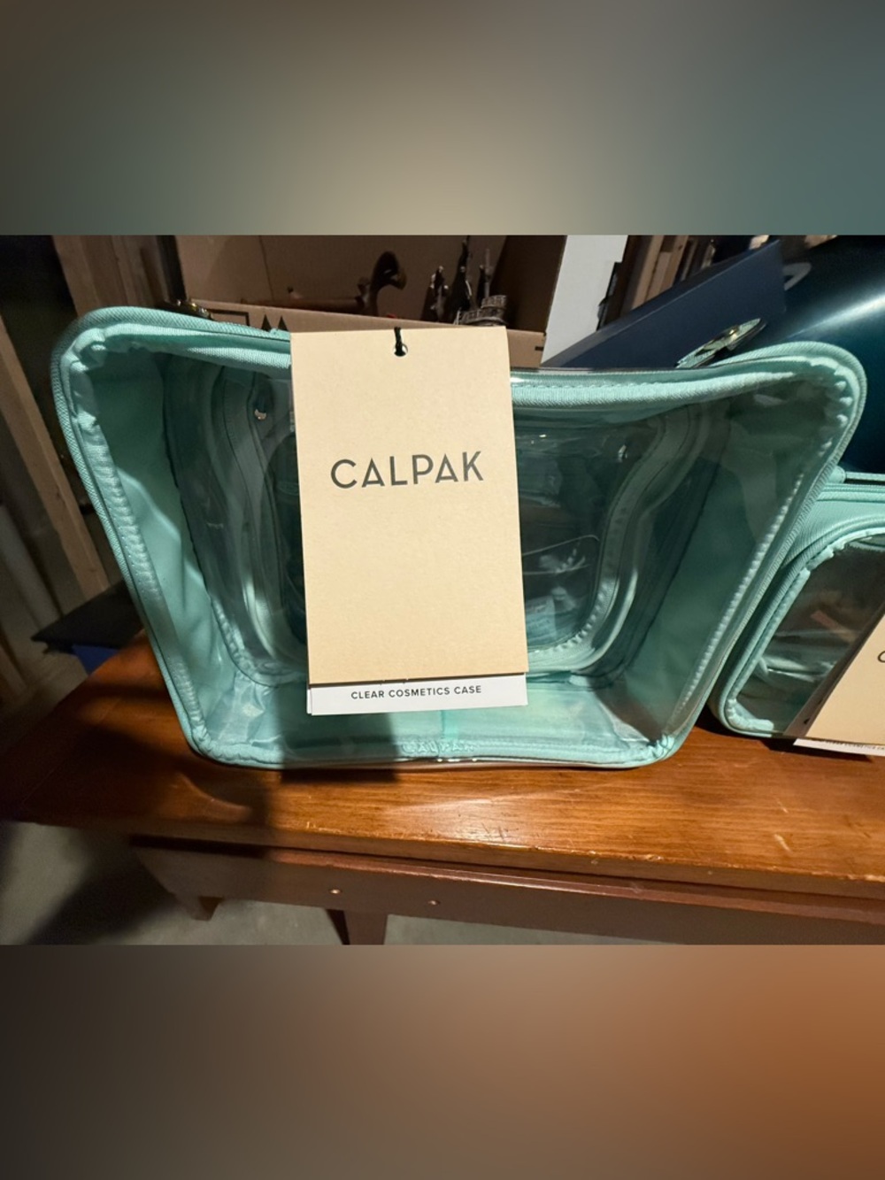 Calpak Aqua Large Clear Travel Cosmetic Pouch